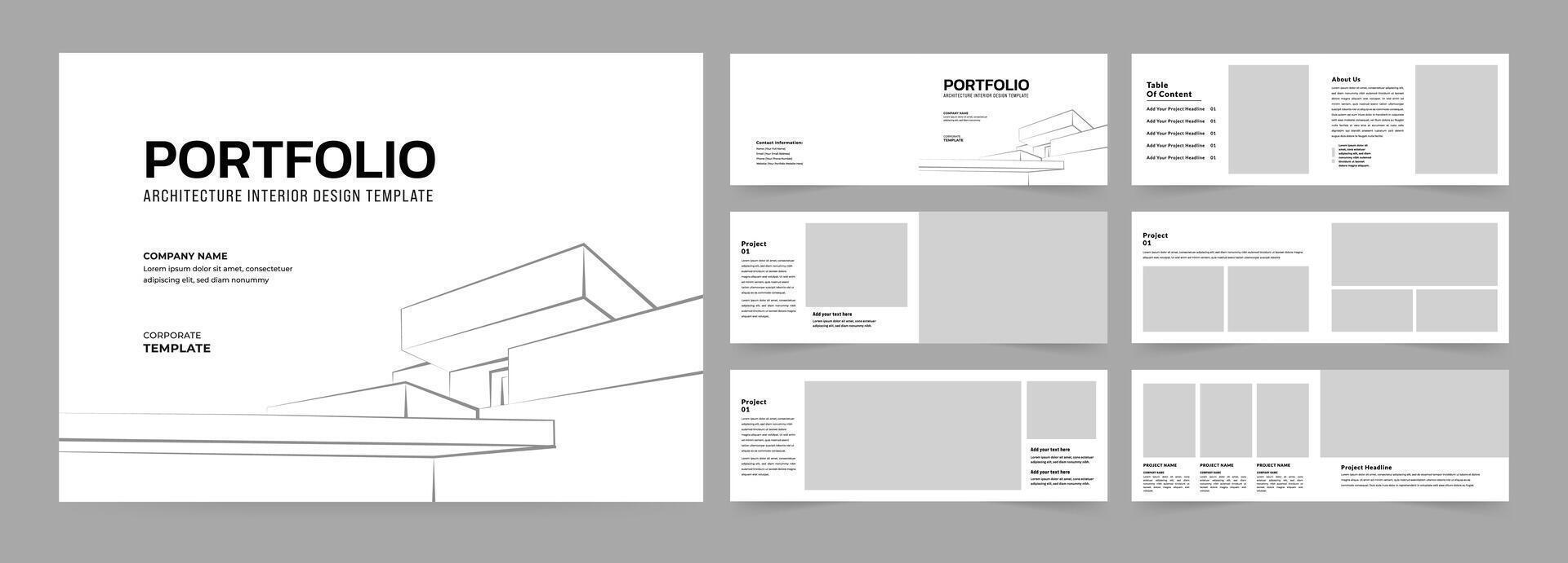 Landscape Architecture profile brochure template and interior portfolio layout design vector