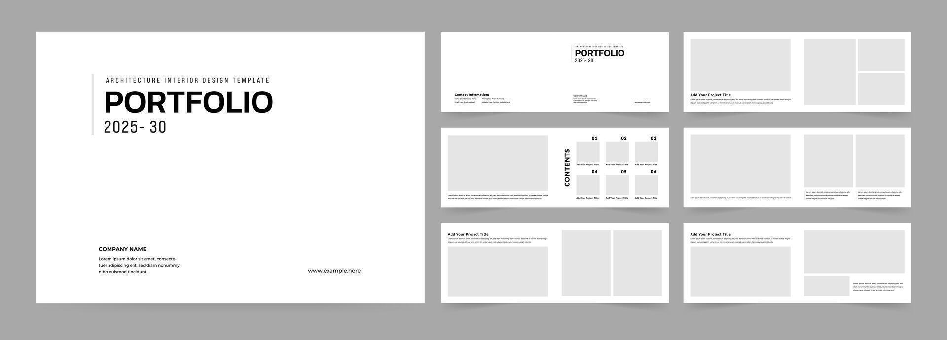 Landscape Portfolio Layout Architecture Portfolio Interior Brochure Design Illustration vector