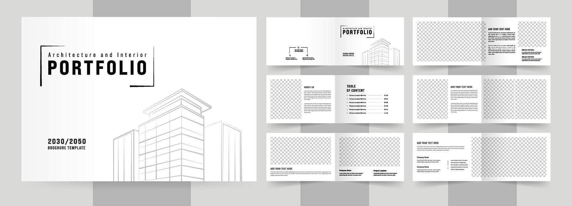 Landscape architecture portfolio or interior portfolio template layout design vector