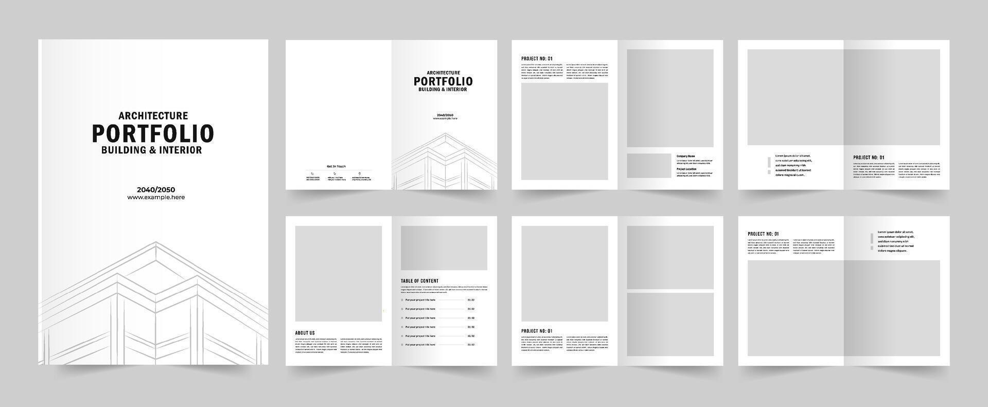 Architecture portfolio template or Portfolio layout design. A4 size brochure design for interior vector