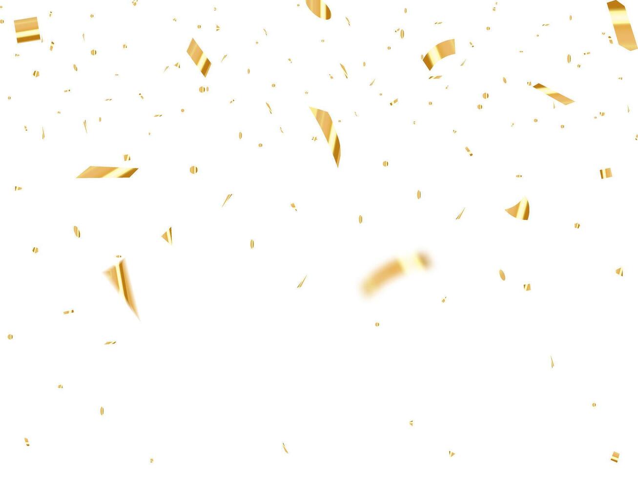 Golden confetti graphic design. Falling shiny confetti isolated on white background. vector