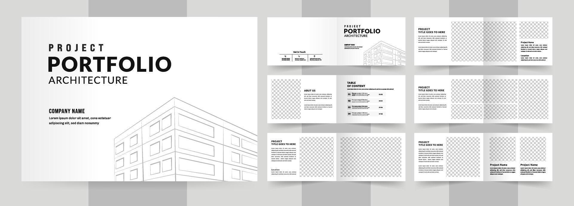 Landscape Architecture Brochure Template, White Portfolio Layout vector