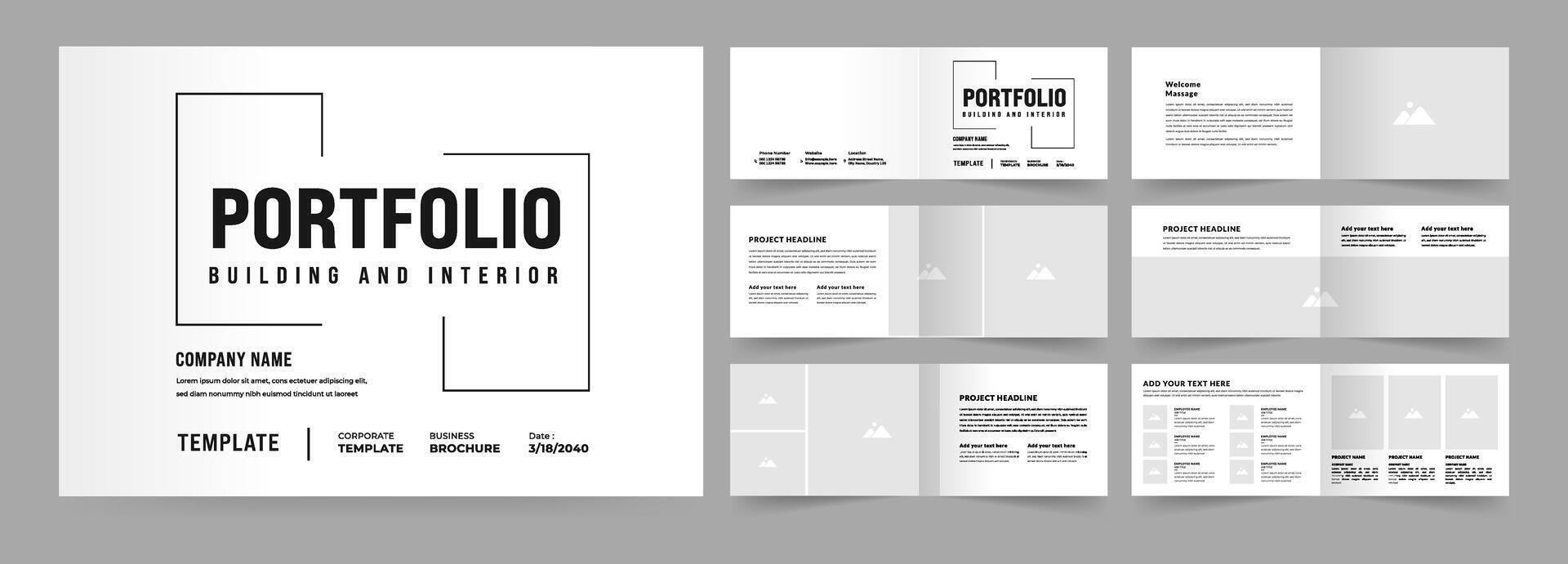 Landscape Architecture Brochure Template, White Portfolio Layout vector
