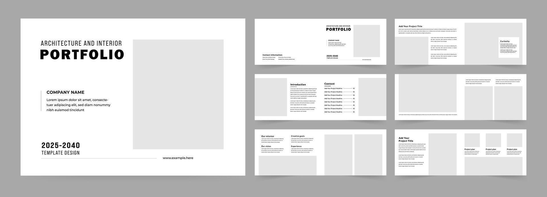 Landscape architecture portfolio or interior portfolio template layout design vector