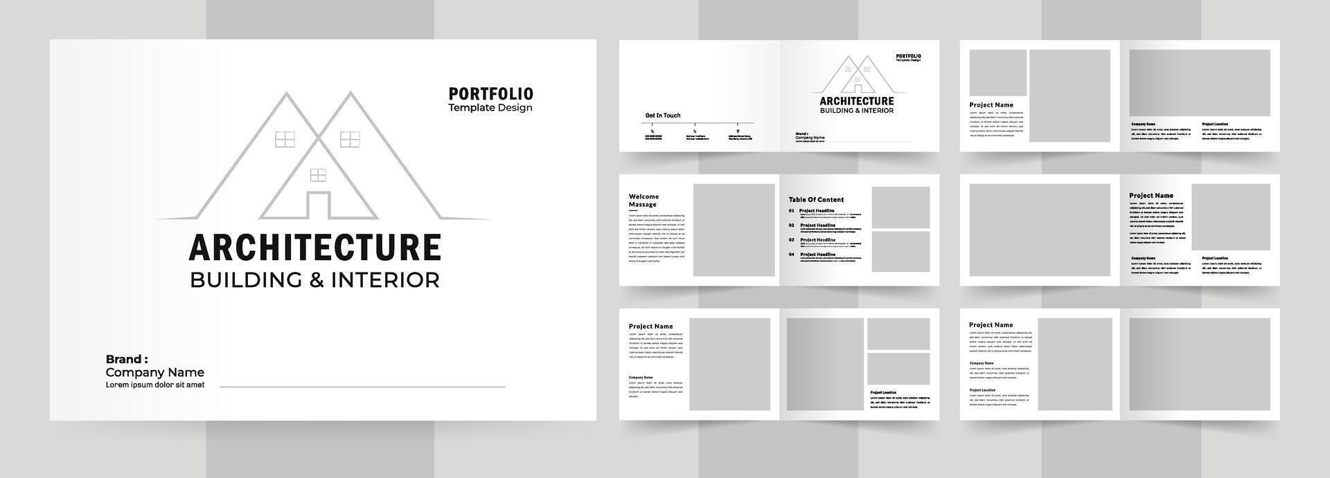 Landscape architecture portfolio or portfolio layout template design, White Portfolio Layout vector