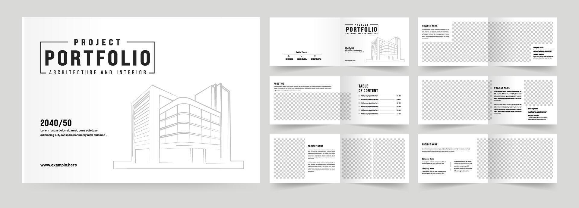 Landscape Architects Portfolio Booklet template, White Background Portfolio Layout vector