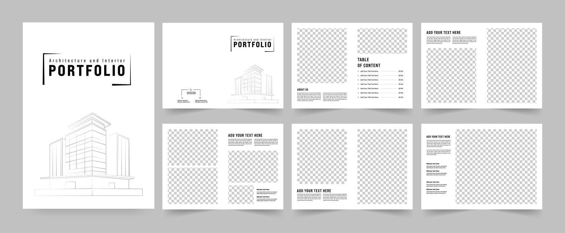 Architecture portfolio or interior portfolio template layout design vector
