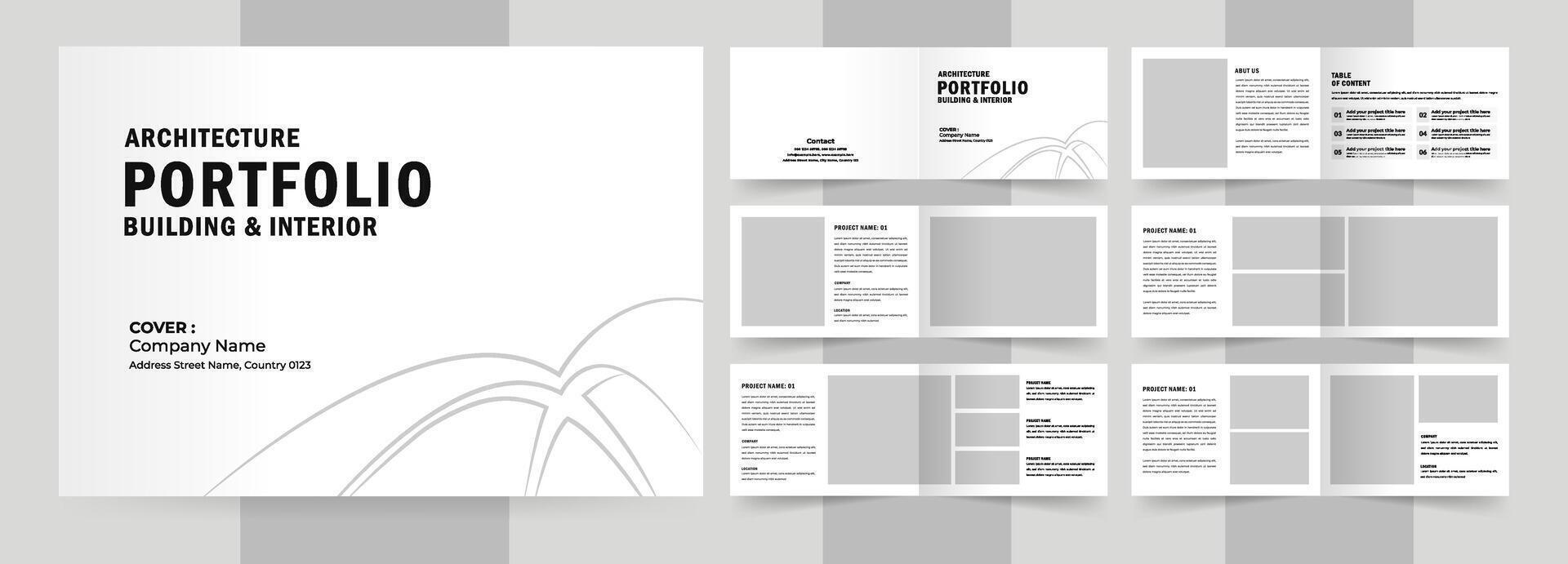 Landscape architecture profile brochure template and interior portfolio layout design vector
