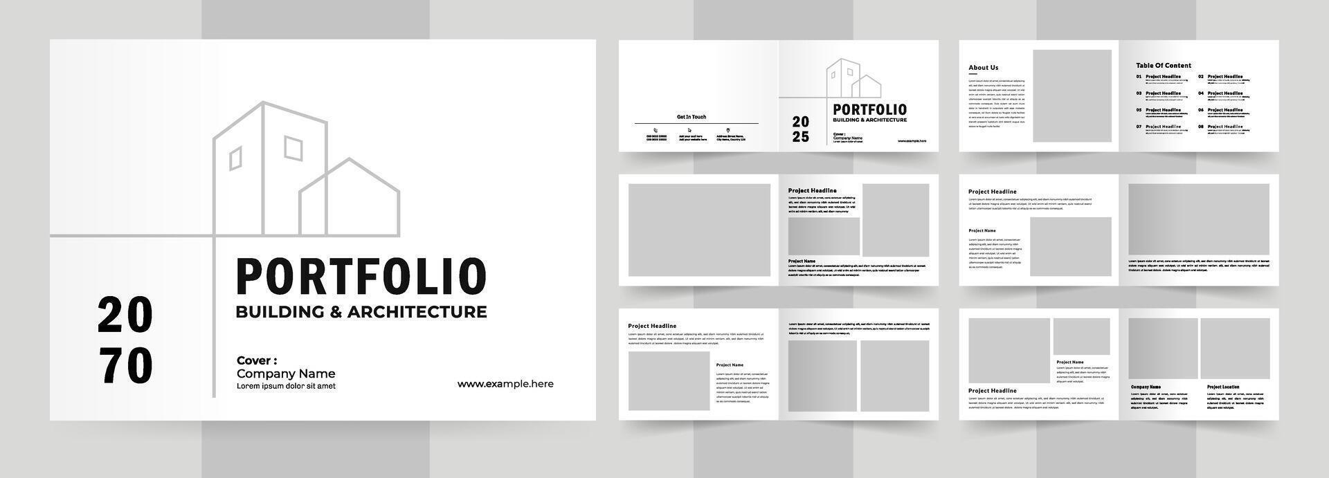 Landscape architecture portfolio or interior portfolio template layout design vector