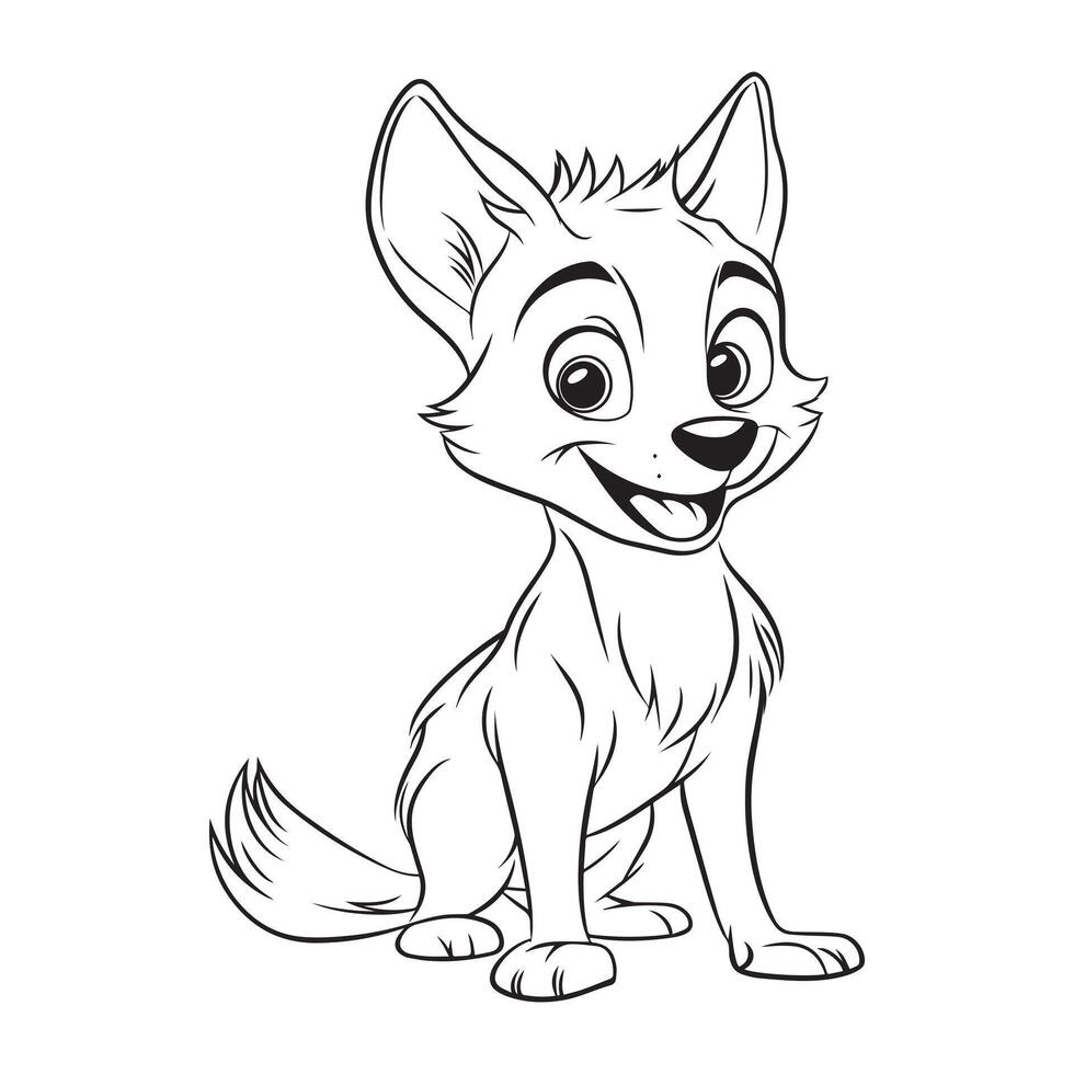 Jackal Outline Design, Jackal Clipart, A happy Jackal illustration in black and white vector