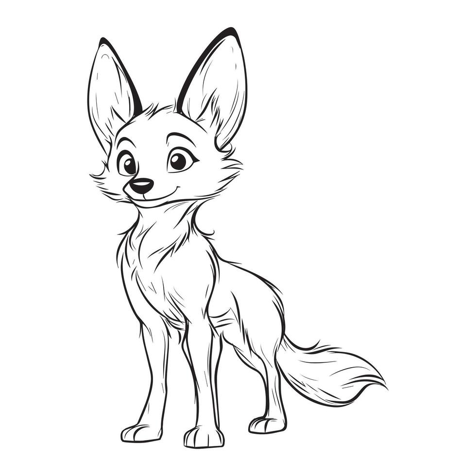 Jackal Outline Design, Jackal Clipart, A standing Jackal illustration in black and white vector