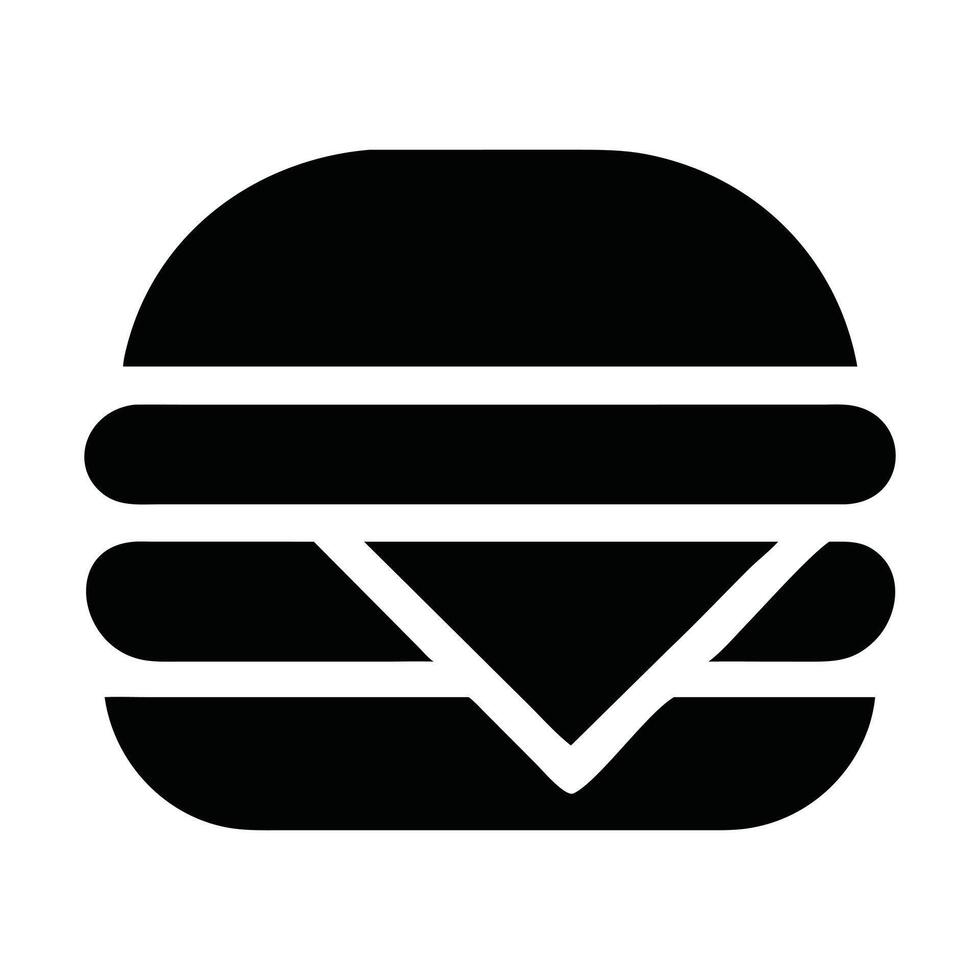 Burger Clipart, Burger Silhouette Design, Burger icon Illustration black and white vector