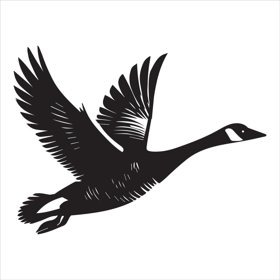 Canada goose Silhouette, Branta Canadensis Duck Clipart, Canada Goose flying Illustration black and white vector