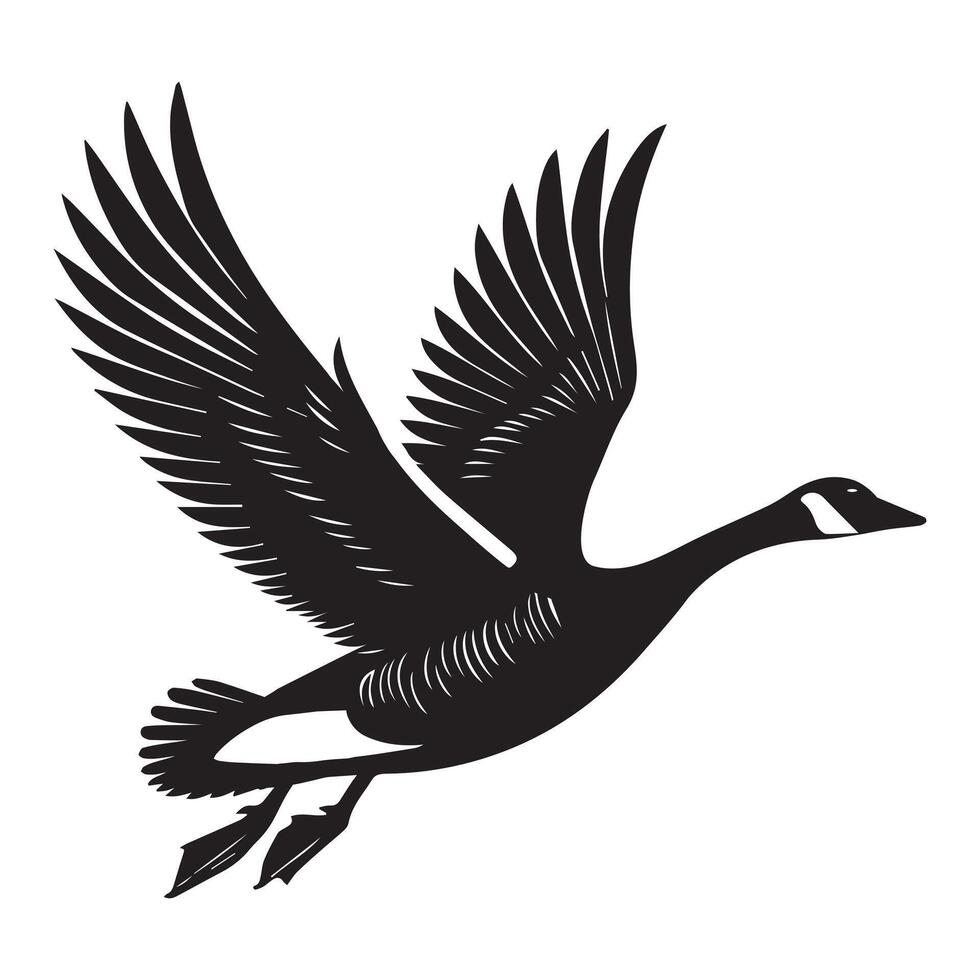 Canada goose Silhouette, Branta Canadensis Duck Clipart, Canada Goose flying Illustration black and white vector