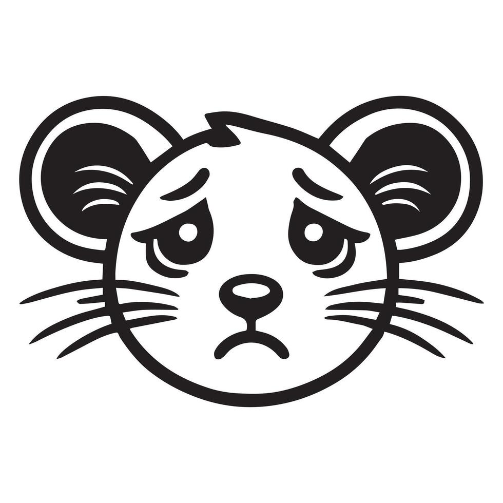 Mouse Face Clipart - House mouse Outline Logo - Small Rodent illustration in black and white vector