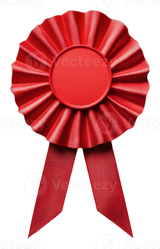 Red award ribbon with blank center, cut out - stock . png