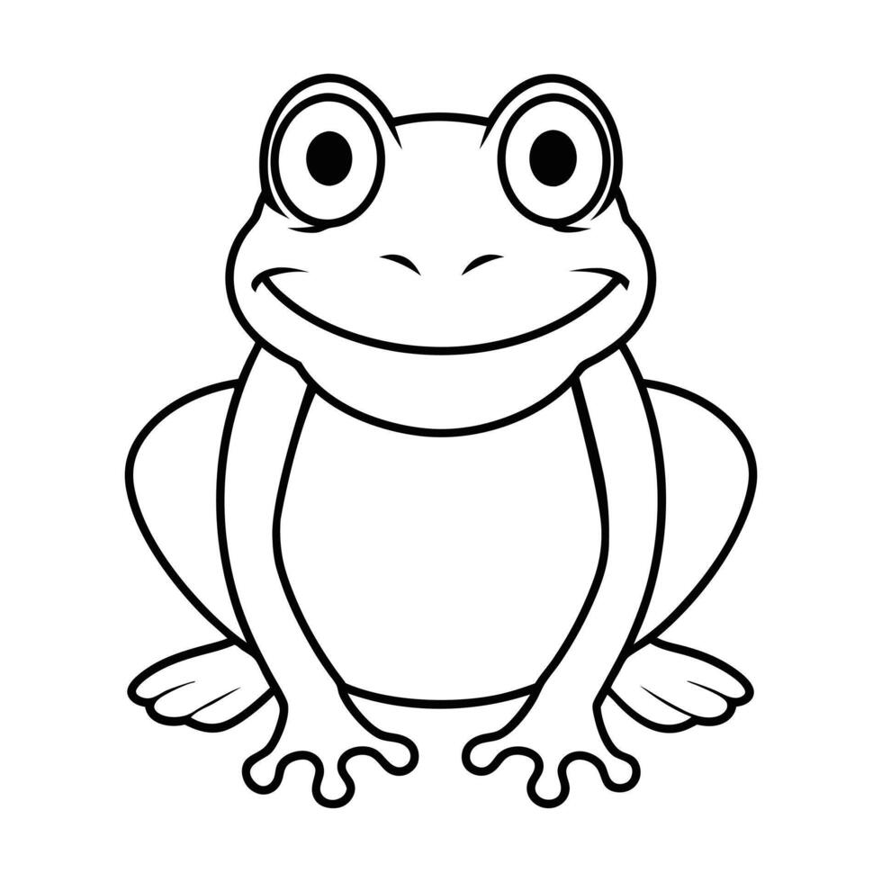 Frog Outline Design, Frog Clipart, Cute Baby Frog illustration in black and white vector