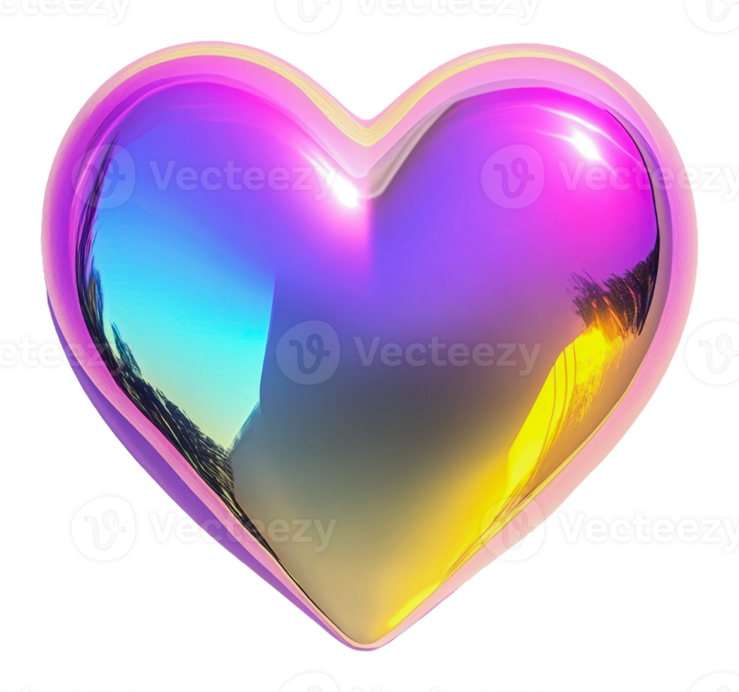 Colorful heart-shaped object with gradient shine, cut out - stock . png