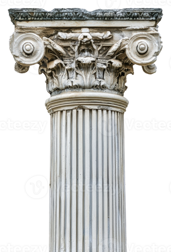 Ancient Corinthian column in classic architecture, cut out - stock . png