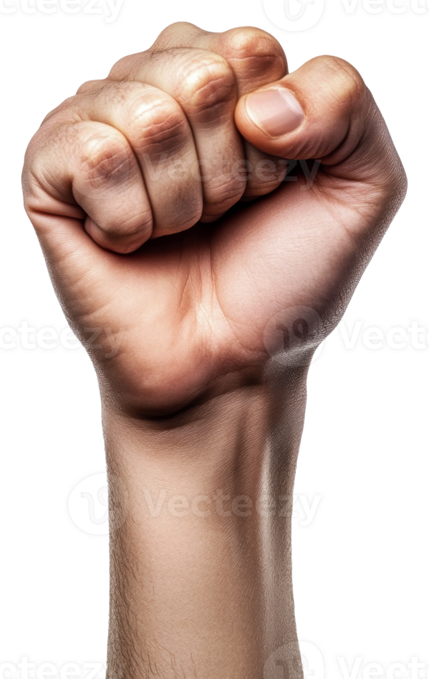Raised fist symbolizes unity and strength, cut out - stock . png