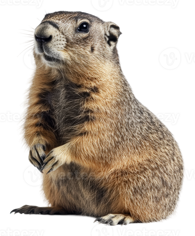 Ground squirrel standing on hind legs indoors, cut out - stock . png