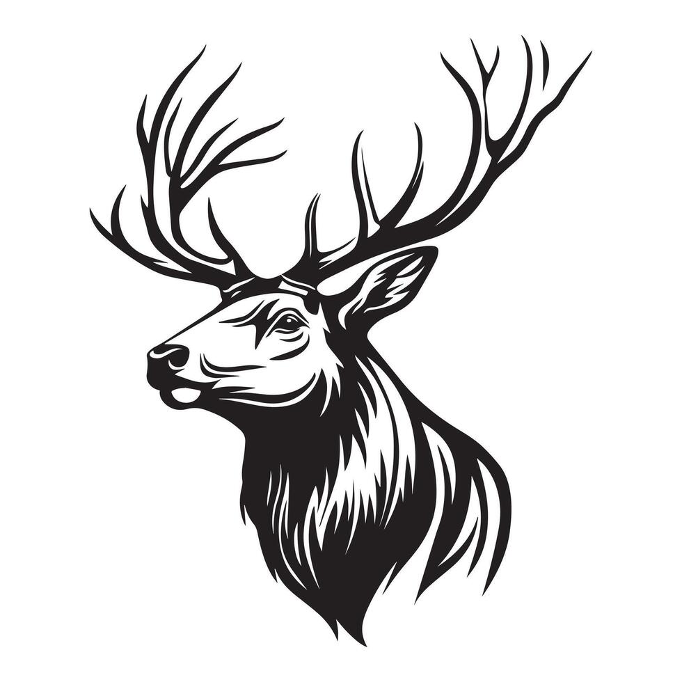 Elk silhouette, Wapiti Clipart, An Elk head Illustration vector