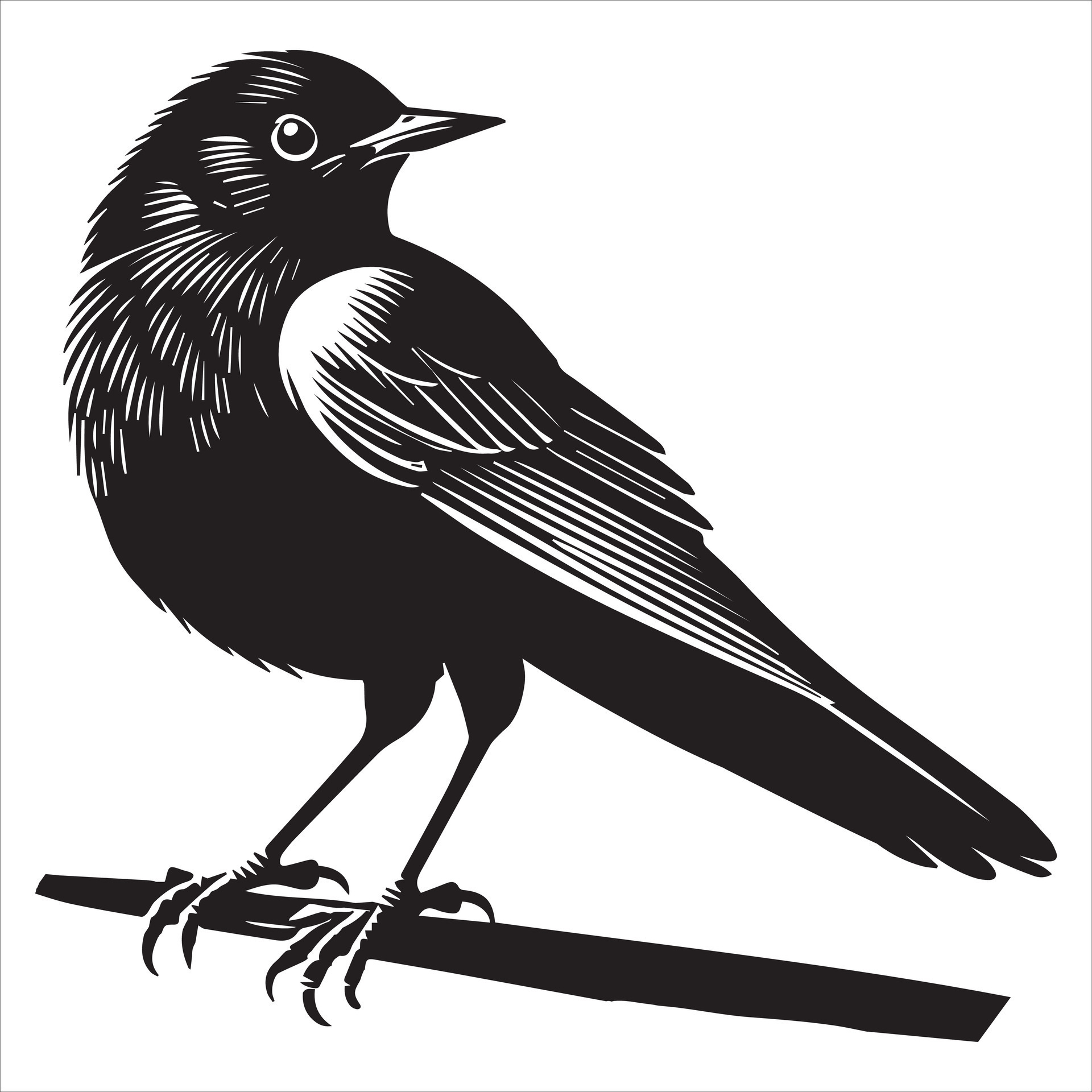 Eurasian blackbird silhouette, Blackbird Clipart, Common blackbird 