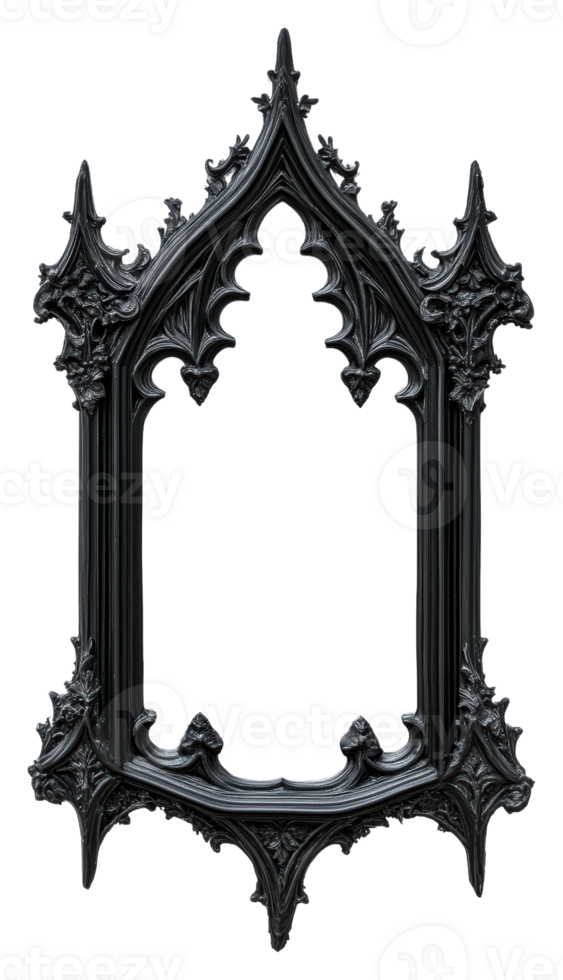 Decorative gothic frame with intricate detailing, cut out - stock . png