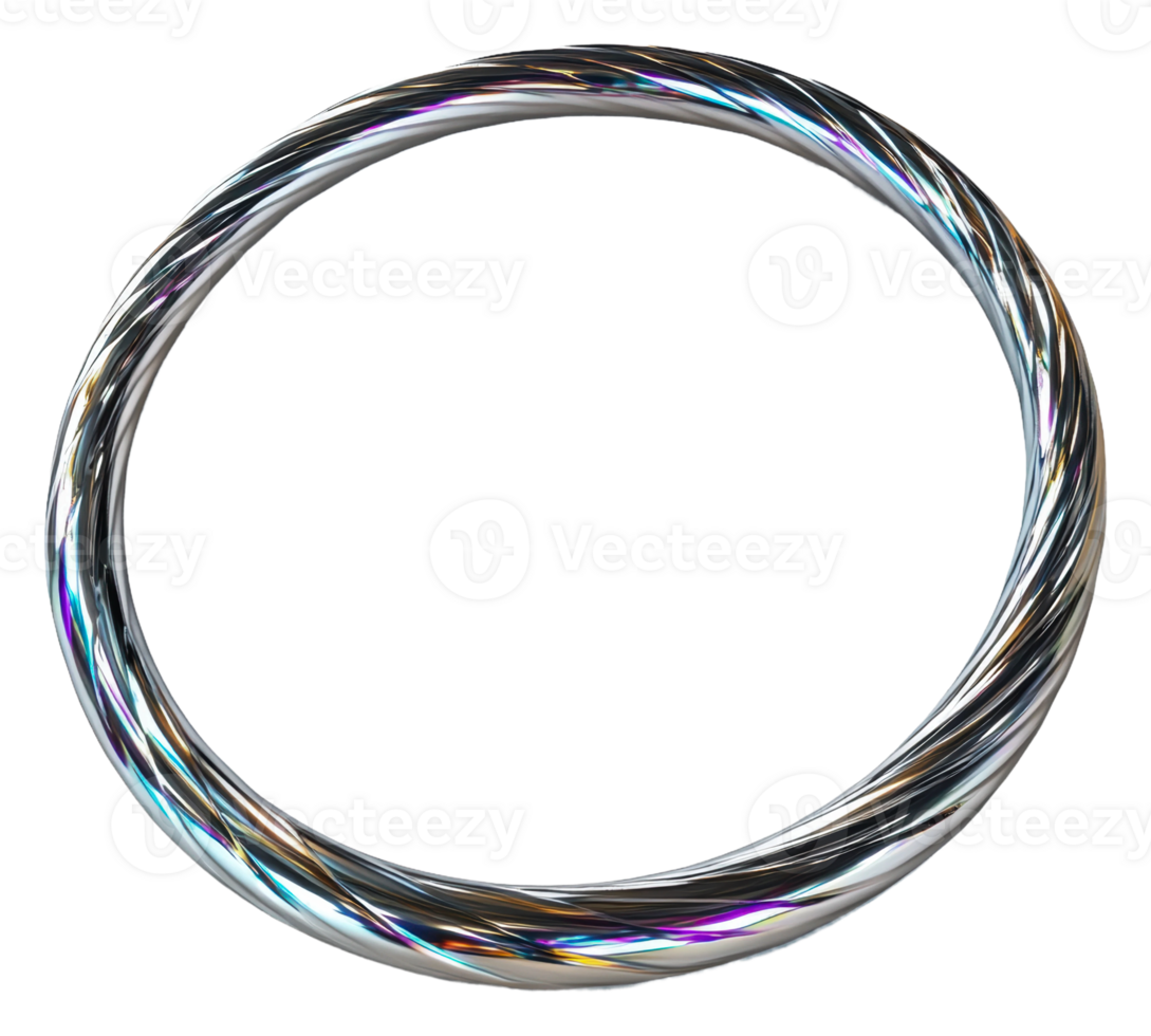Twisted metallic ring on a plain background, cut out - stock . png