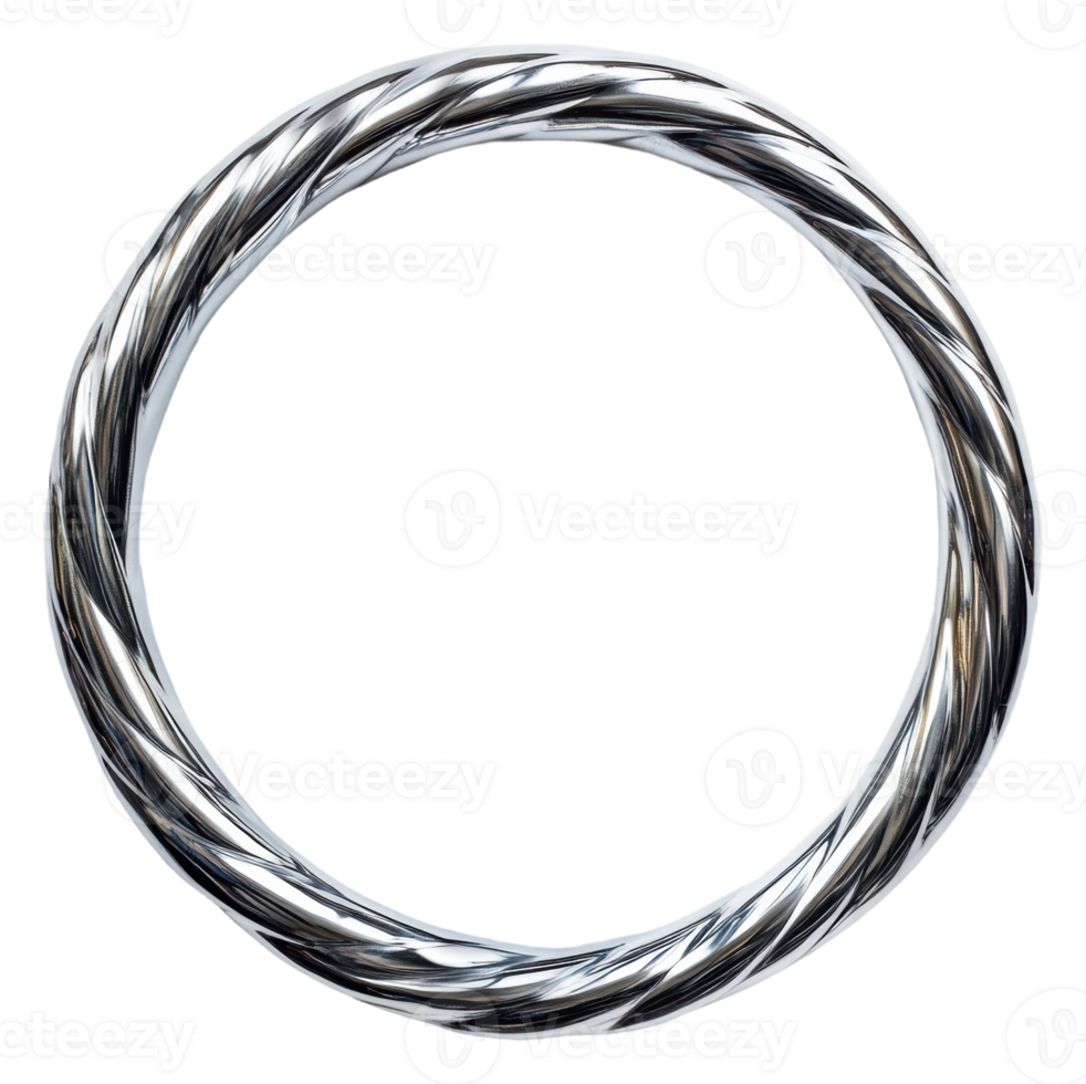 Twisted metal ring on a plain background, cut out - stock . png