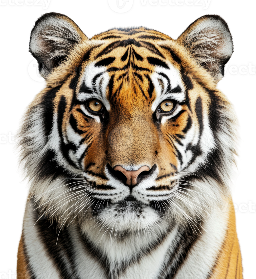 Close-up of a tiger in a studio setting, cut out - stock . png