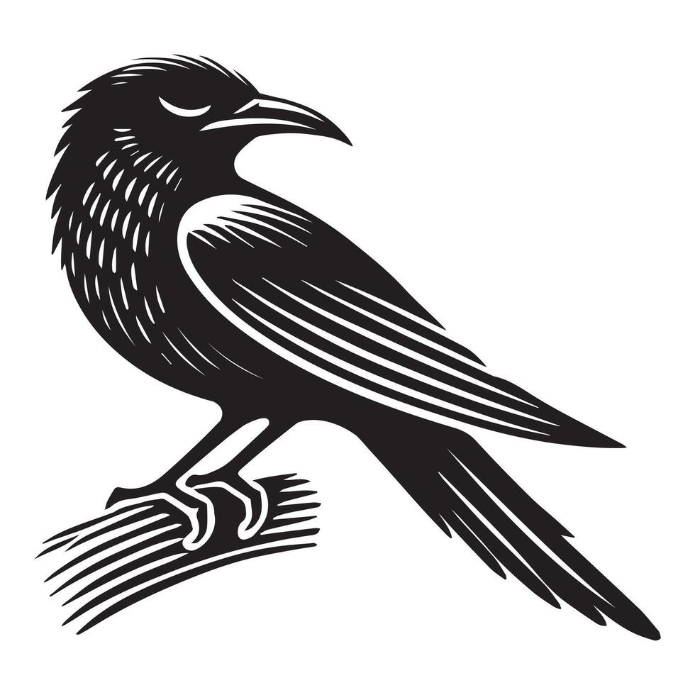 Yellow-billed Cuckoo silhouette, Cuckoo Bird Clipart, Yellow-billed Cuckoo sleeping Illustration in black and white vector