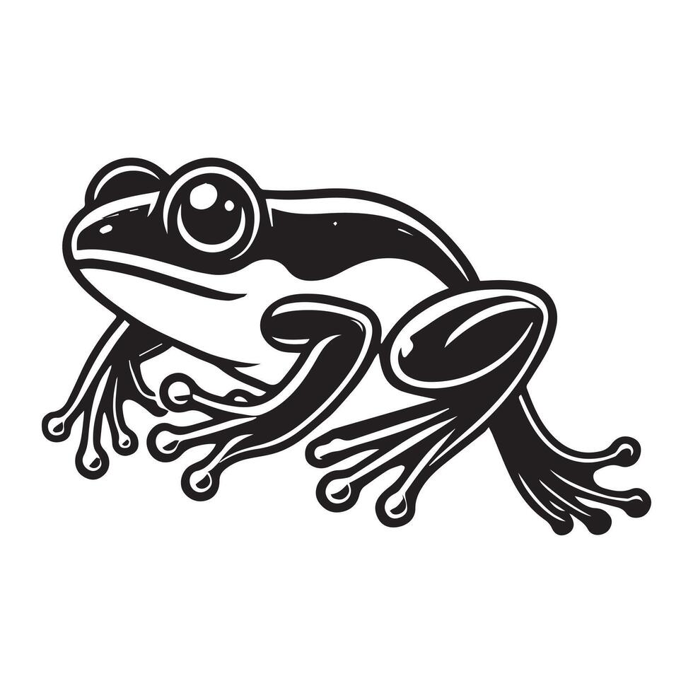 Frog Clipart, Frog silhouette, A frog Swift Scuttle Illustration in black and white vector