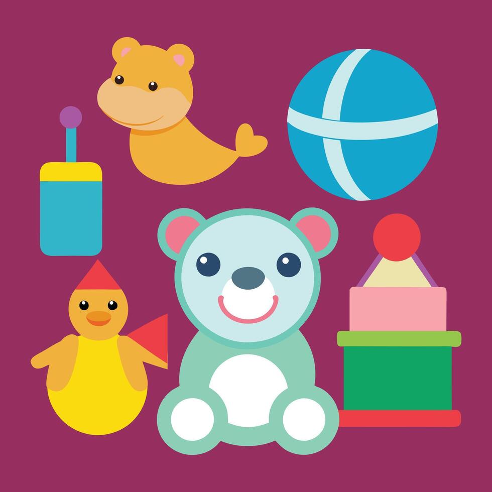 Set of Collection Baby Toy Illustration vector