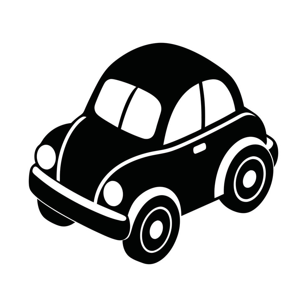 Kids Toy Clipart, a simple baby car toy Illustration in black and white vector
