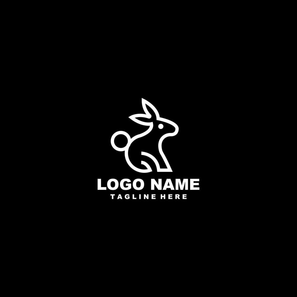 bunny line logo design vector