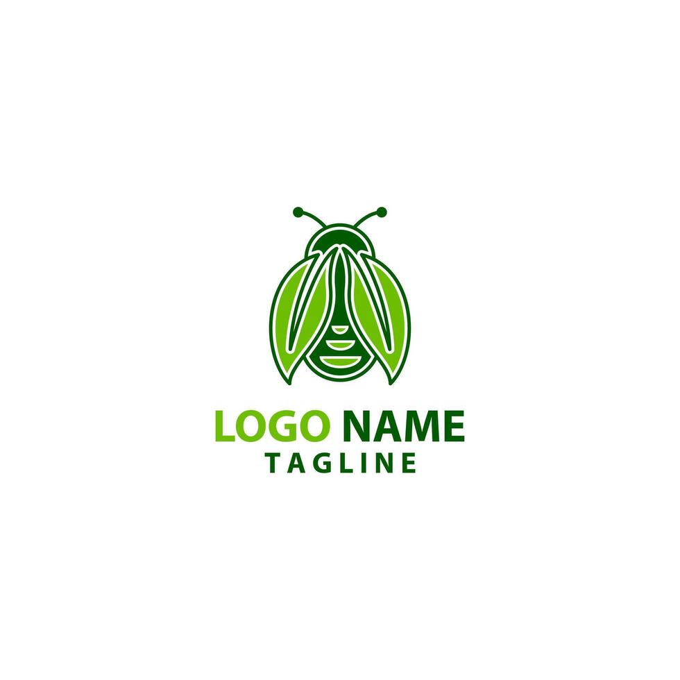 leaf bug logo design vector