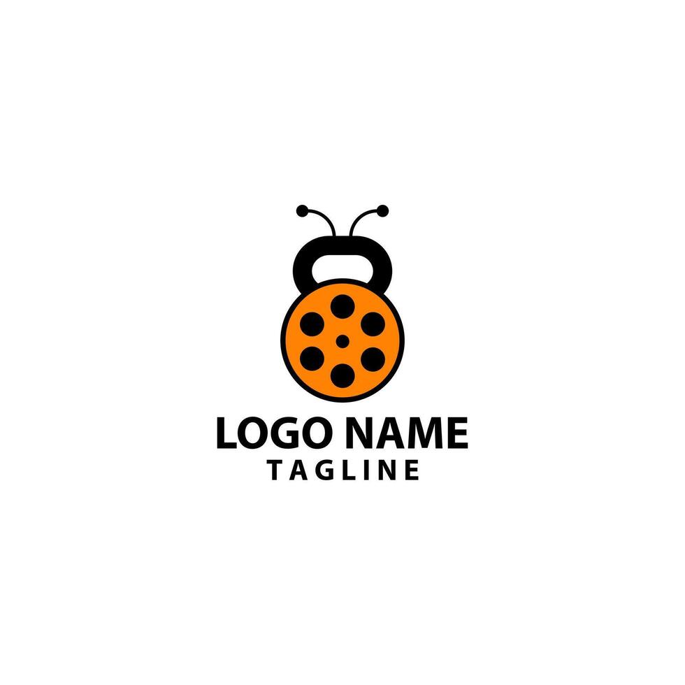 dumbbells bug logo design vector