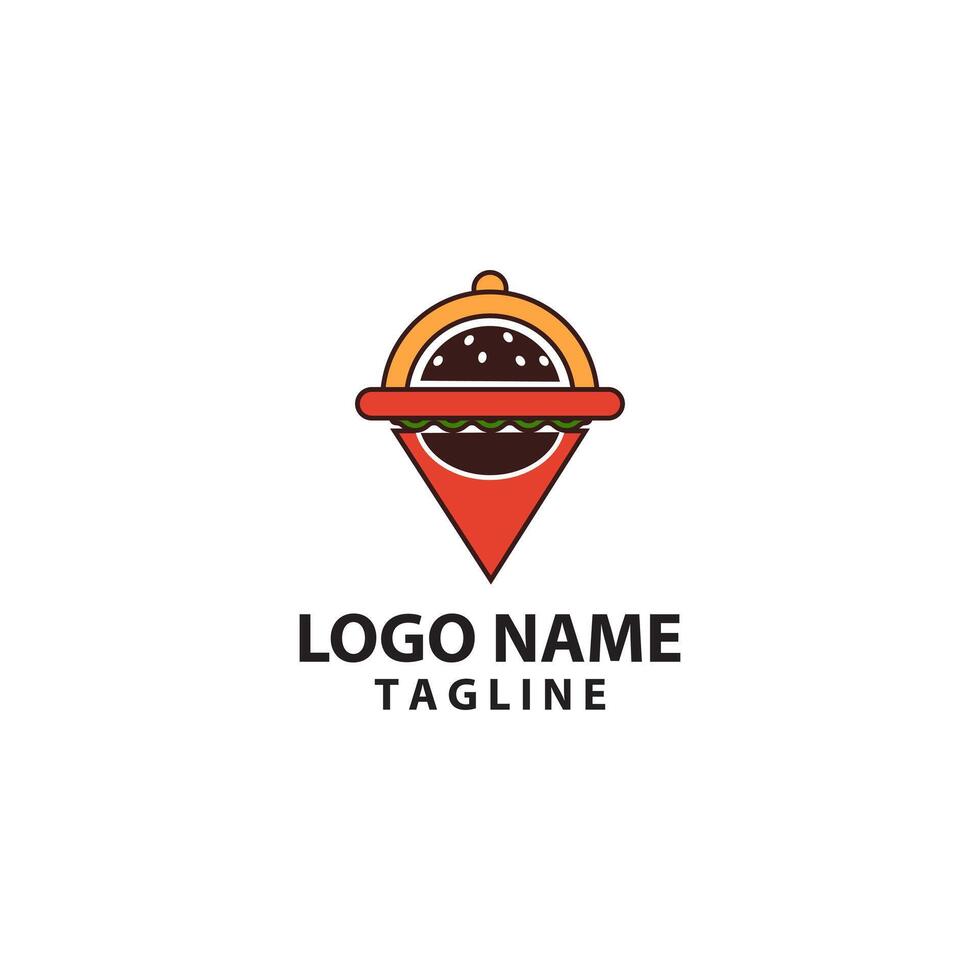 pin burger logo design vector