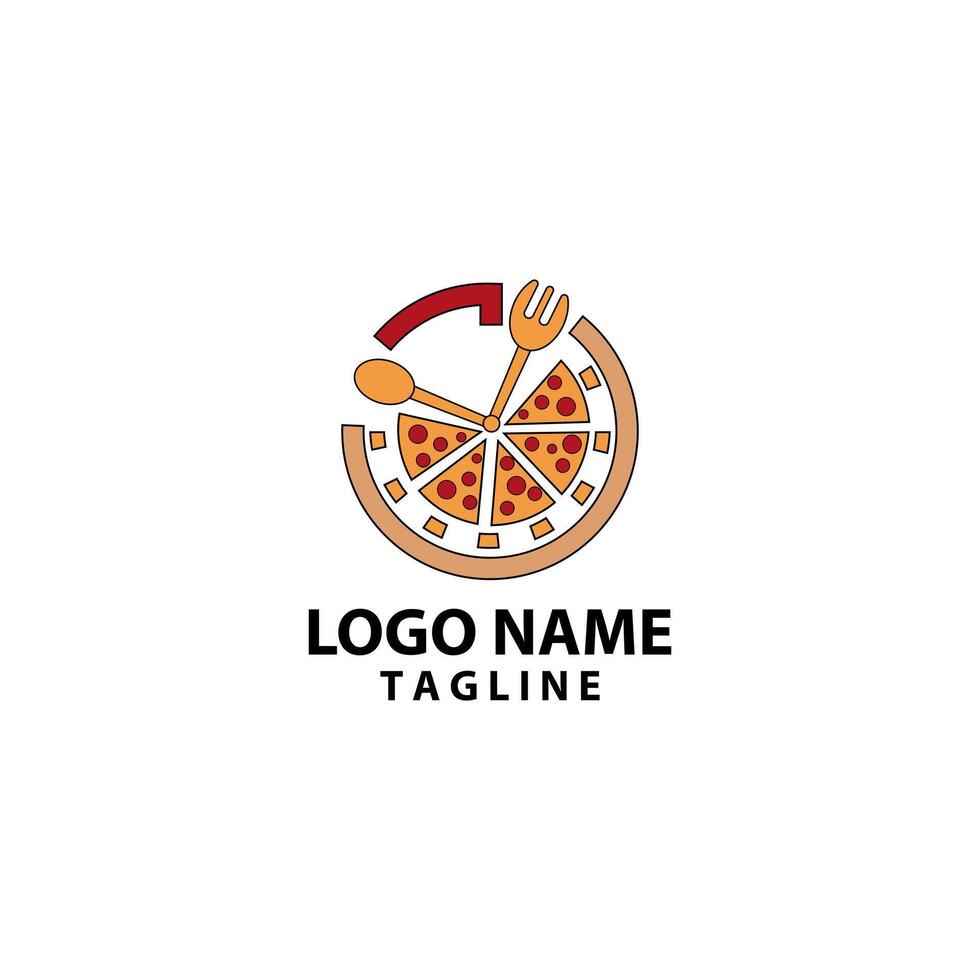lunch time pizza logo design vector