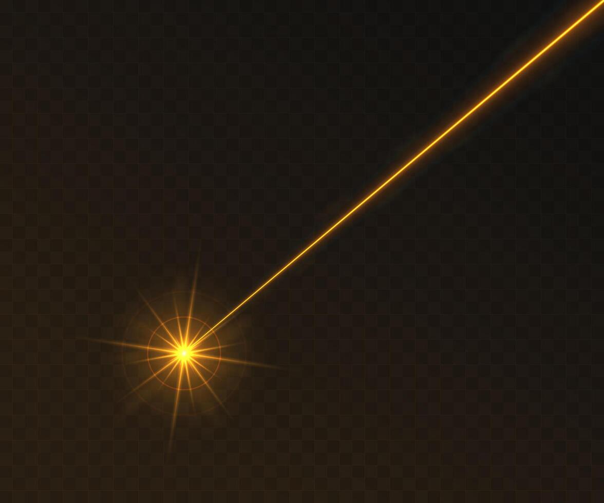 Orange laser beam light effect isolated on transparent background vector