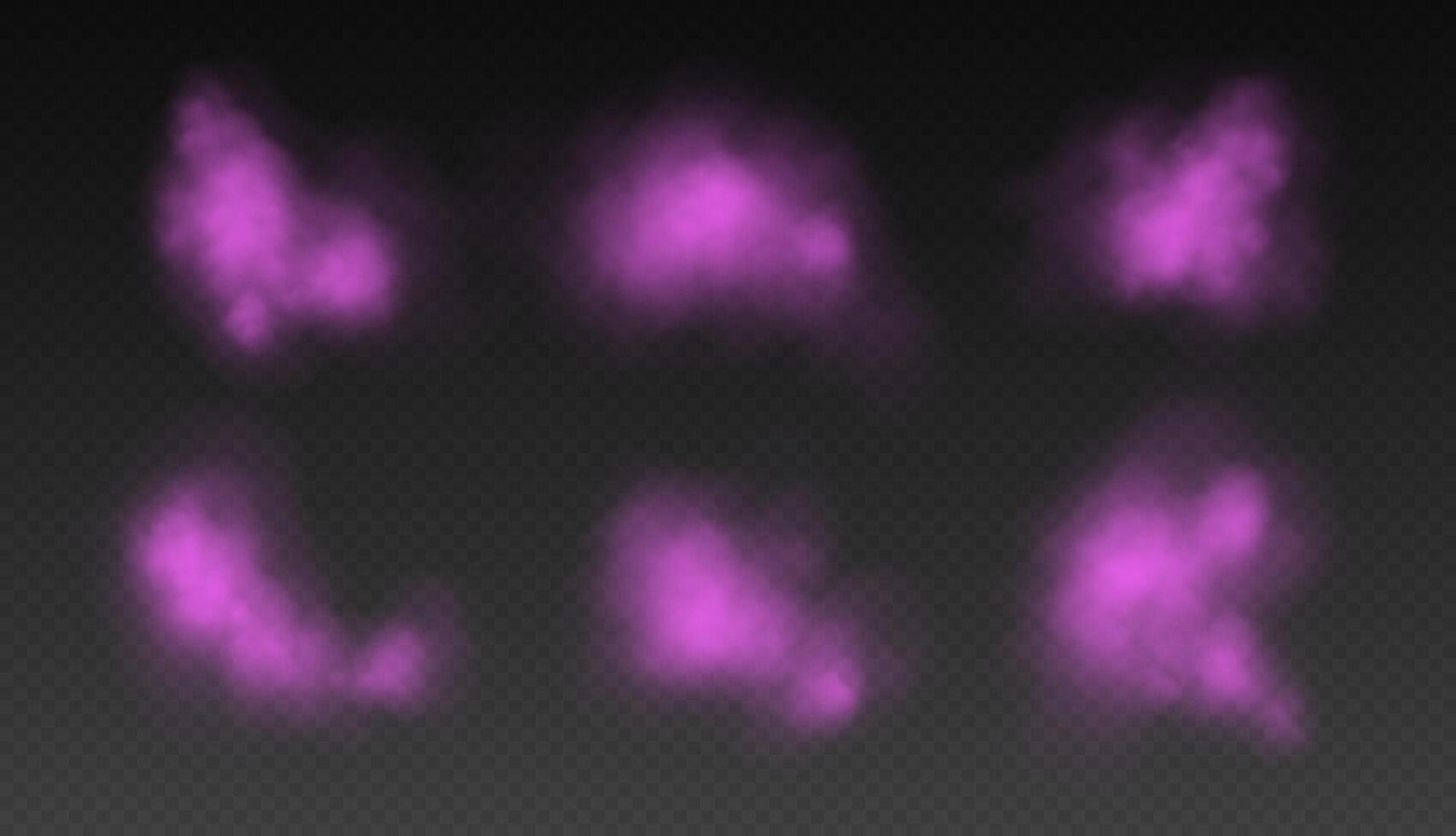 Pink smoke, colorful fog, realistic smog, haze, mist or cloudiness effect. vector