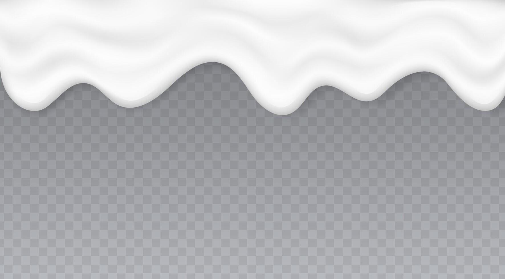 Dripping creamy liquid, yogurt or melted ice cream splash, white cream texture flow isolated on grey background vector