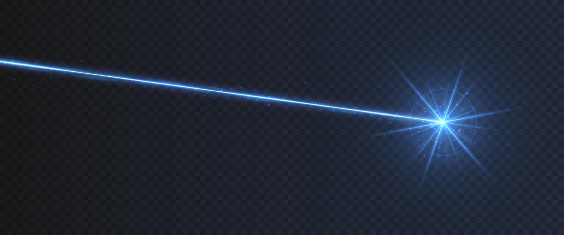 Blue laser beam light effect isolated on transparent background. vector