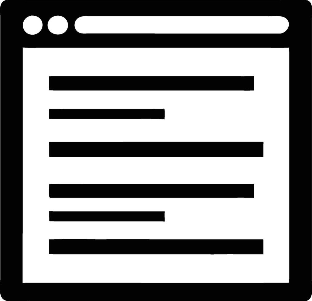 a black and white icon of a page with lines vector