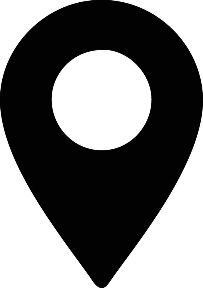 a black pin with a white circle on it vector