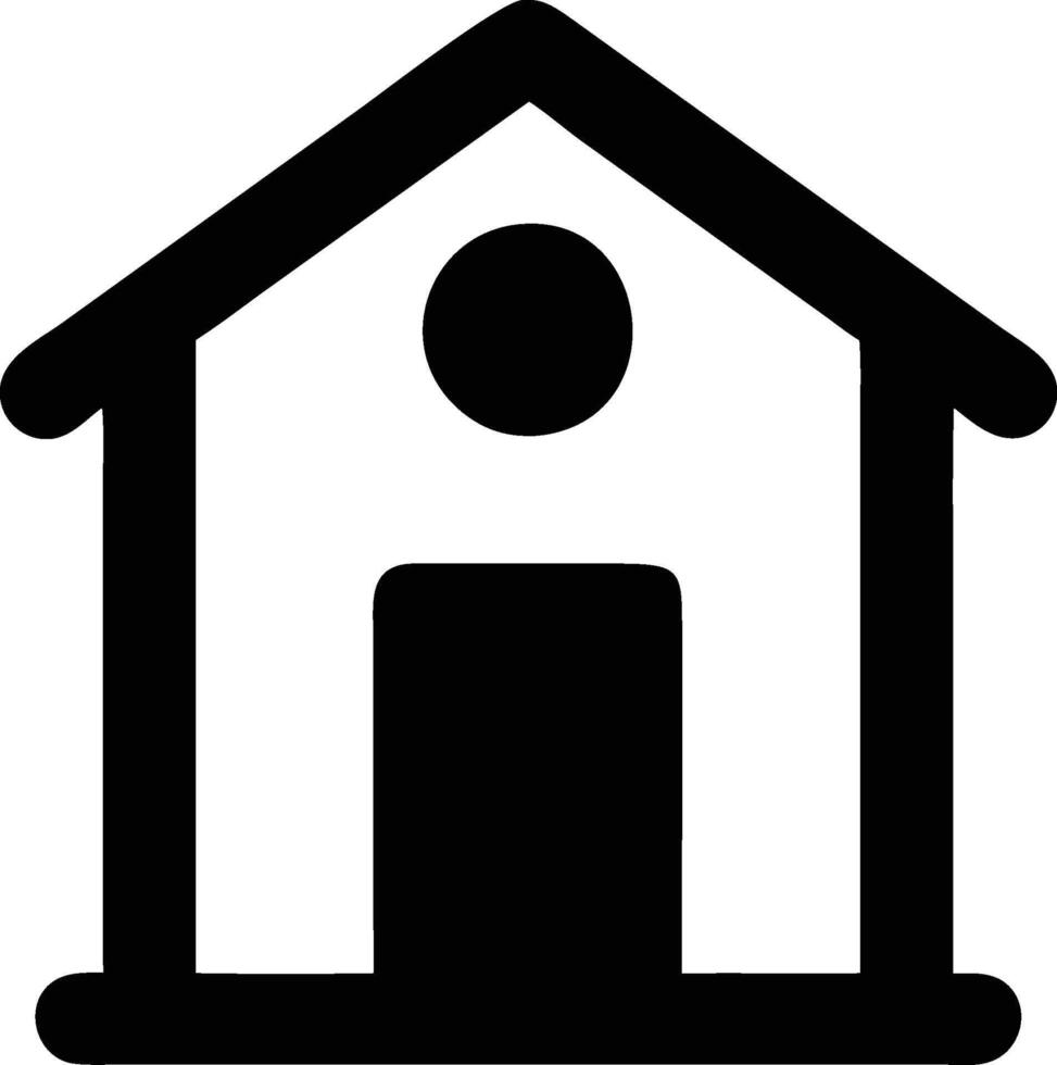 a black and white house with a dot in the middle vector