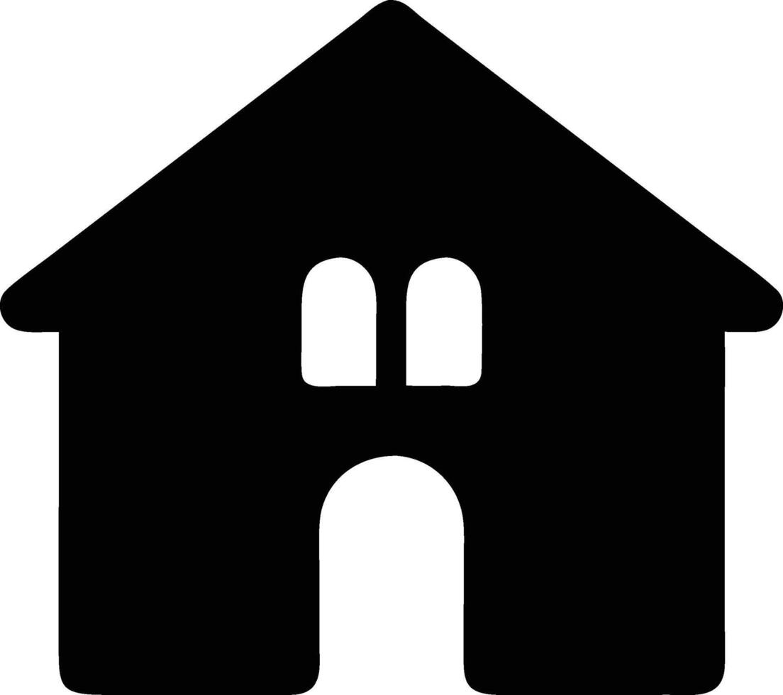 a black house icon with a window vector