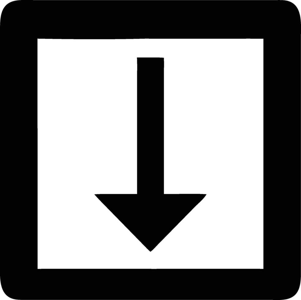 an arrow pointing down in a square box vector