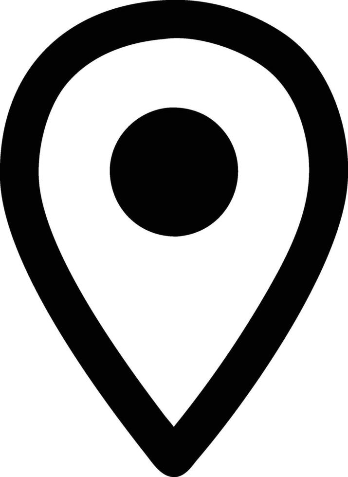 a black and white pin with a circle in the center vector